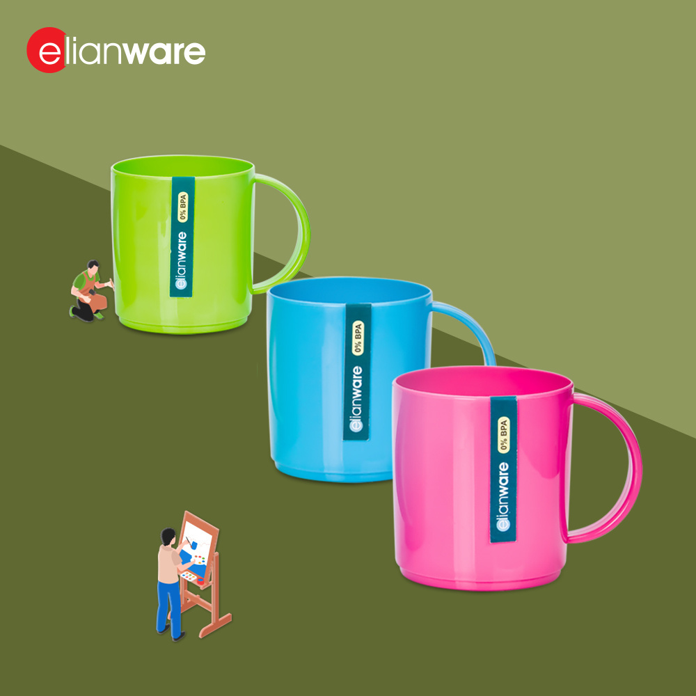 Elianware Wholesales Various Colour Portable Travel Milk Mug With Handle (4 Pieces Per Pack)