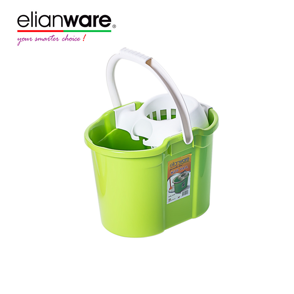 Elianware Home Floor Cleaning Tools Bathroom Spinning Squeeze Basket Plastic Mop Pail Bucket With Wheels And Pedal Handle