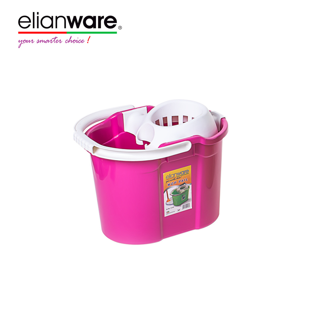 Elianware Home Floor Cleaning Tools Bathroom Spinning Squeeze Basket Plastic Mop Pail Bucket With Wheels And Pedal Handle