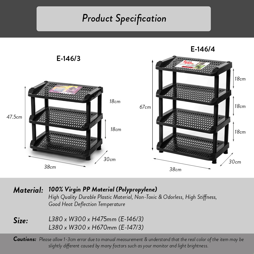 Elianware Simple Self Aseemble  3 Tier & 4 Tier Plastic Storage Organizer Rack for Shoe