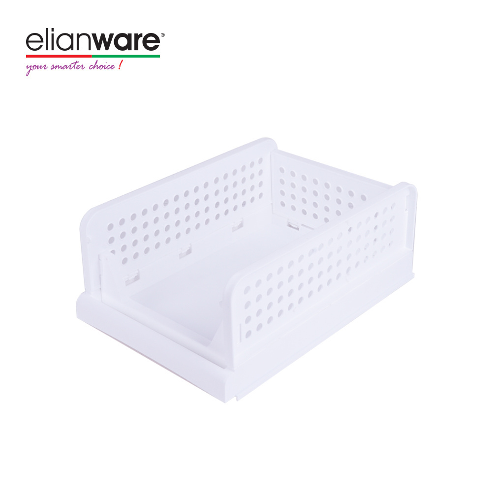 Elianware Foldable Stackable Shelf Storage Organizer Self Assembler  Wardrobe Basket Storage Box Drawer