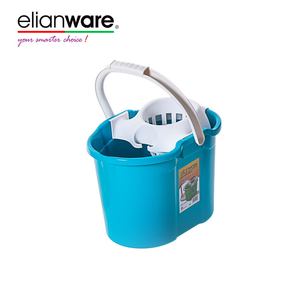 Elianware Home Floor Cleaning Tools Bathroom Spinning Squeeze Basket Plastic Mop Pail Bucket With Wheels And Pedal Handle