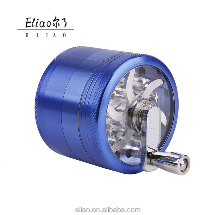 Yiwu Erliao Smoking Custom Herb Crusher 63mm aluminum Alloy Hand Crank Grinder