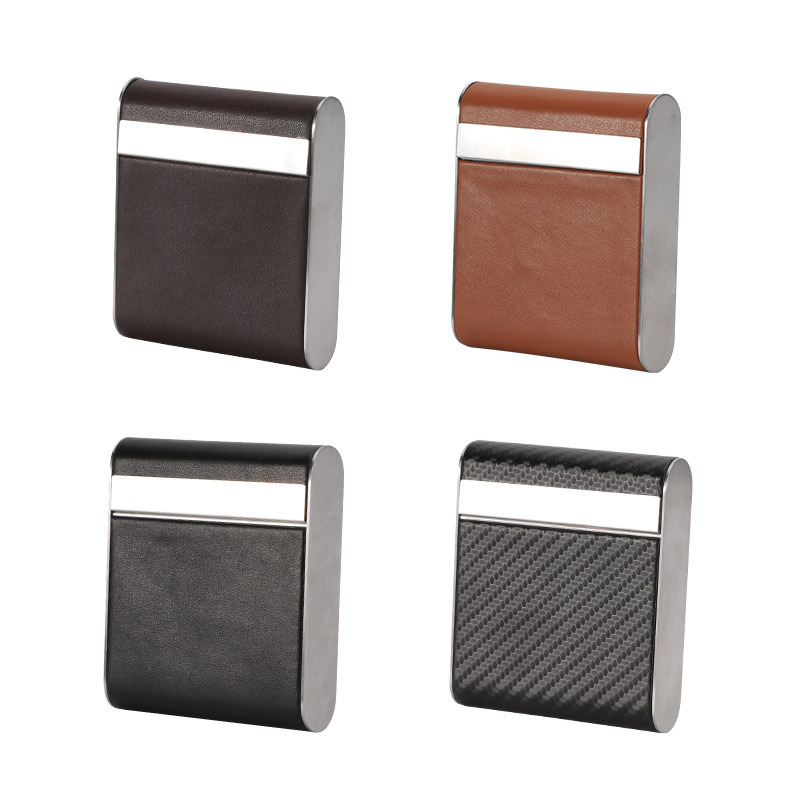 Erliao New Europe Leather 10pcs 20pcs Cigarette Case Luxury Blank Custom Logo Metal Tobacco Cigarette Case Box