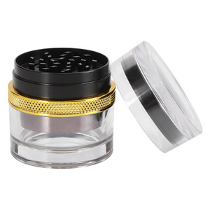 Erliao transparent color zinc alloy herb grinder custom logo magnetic lid tobacco metal grinder herb dry spice crusher