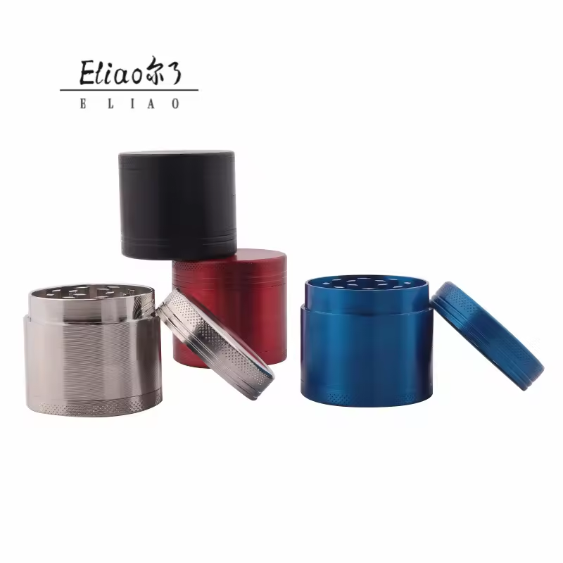 Erliao 40mm Metal Zinc Alloy Herb Grinder Hot Selling 4-Layer Flat Tobacco Grinder Customizable Logo Portable smoke grinder