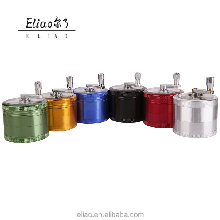 Yiwu Erliao Smoking Custom Herb Crusher 63mm aluminum Alloy Hand Crank Grinder