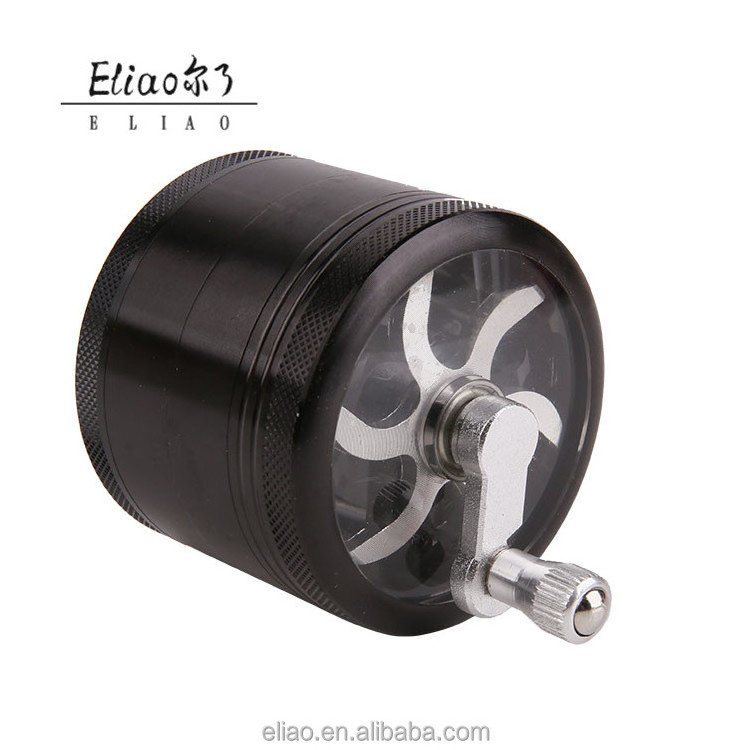 Yiwu Erliao Smoking Custom Herb Crusher 63mm aluminum Alloy Hand Crank Grinder