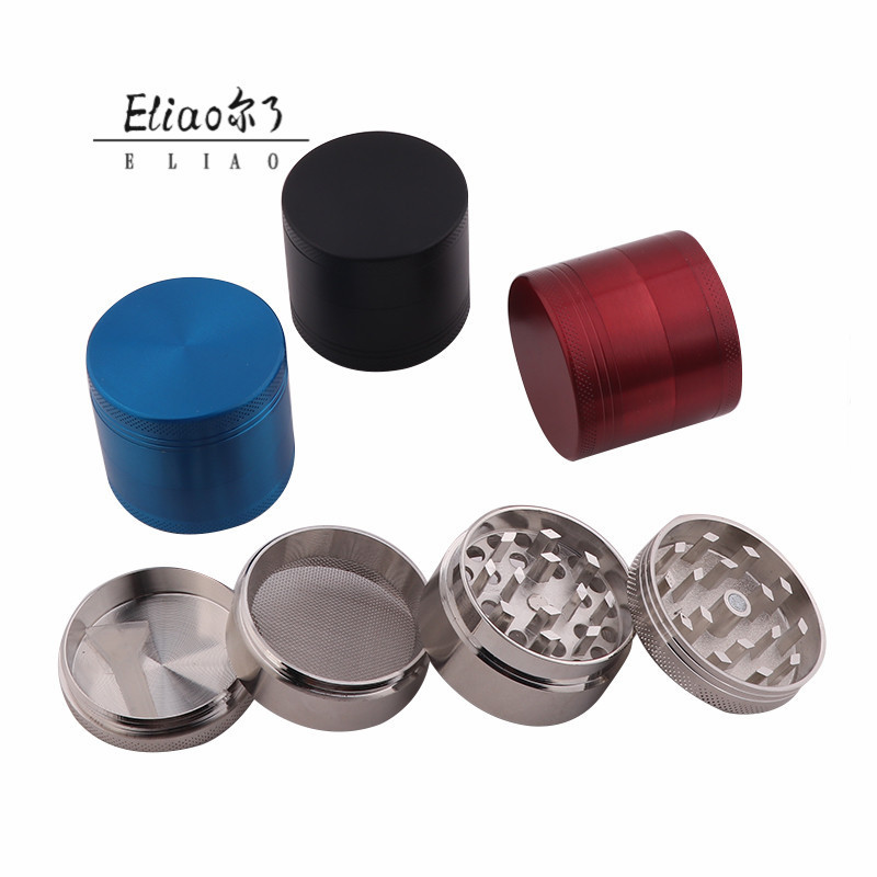 Erliao Low MOQ 40mm zinc alloy manual small herb grinder 4 layer wholesale spice dry crusher custom logo metal grinder for herb