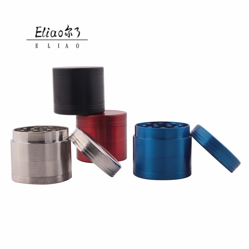 Erliao Low MOQ 40mm zinc alloy manual small herb grinder 4 layer wholesale spice dry crusher custom logo metal grinder for herb