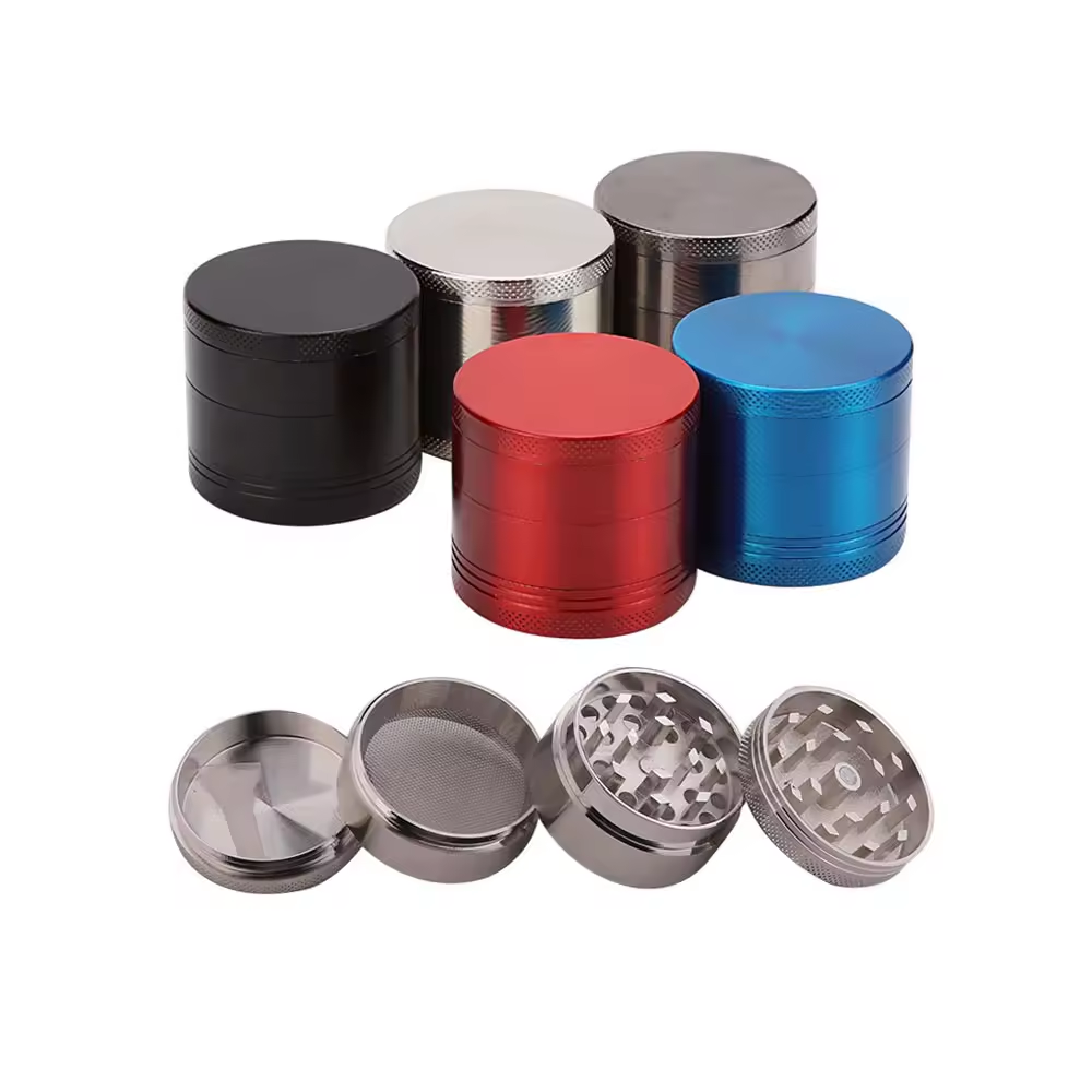 Erliao 40mm Metal Zinc Alloy Herb Grinder Hot Selling 4-Layer Flat Tobacco Grinder Customizable Logo Portable smoke grinder