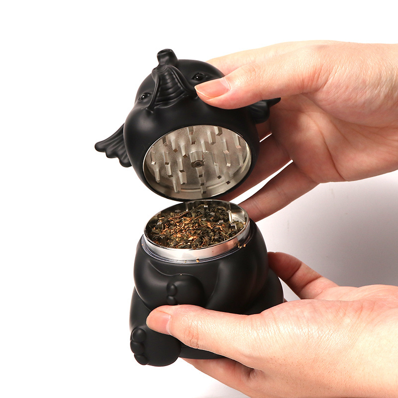 Erliao elephant shape zinc alloy grinder hot selling spice grinder herb novel design quality tobacco grinder