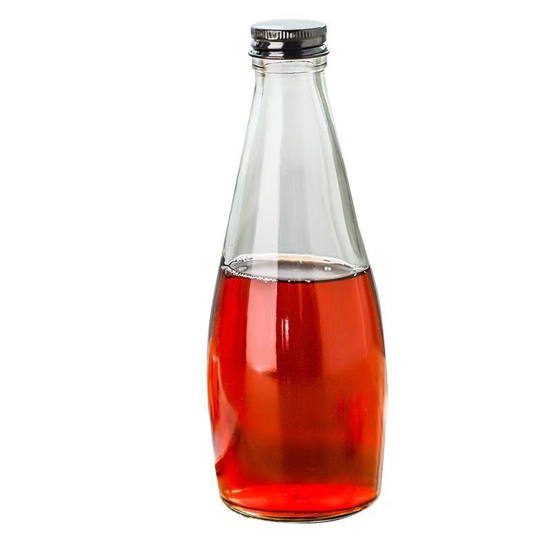 factory 290ml 330ml Empty Clear Glass Beverage Juice Bottle Glass Basil Seed Drink screw top empty glass Bottle for Basil Seed