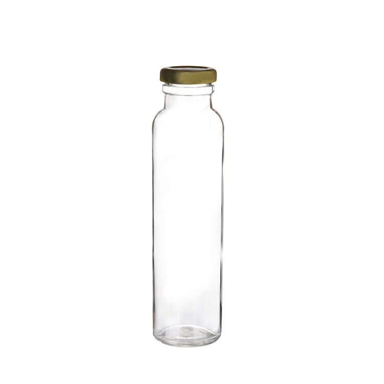 factory 290ml 330ml Empty Clear Glass Beverage Juice Bottle Glass Basil Seed Drink screw top empty glass Bottle for Basil Seed