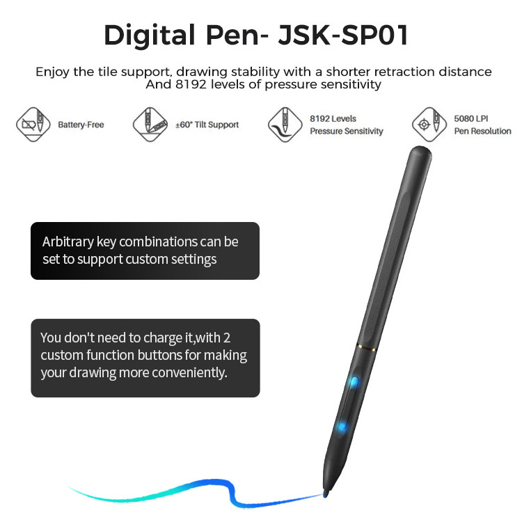 JSK 8192 Level Digital Tablet Professional Drawing Tablet LCD Display digital graphic drawing tablet with battery-free stylus