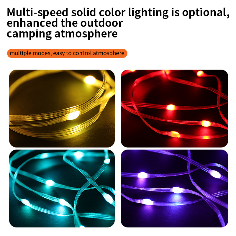 RGB Outdoor Camping Light Waterproof Camping Ambient Light Strips 10m Ultra-Long RGB String Lamp Portable Outdoor Camping Light