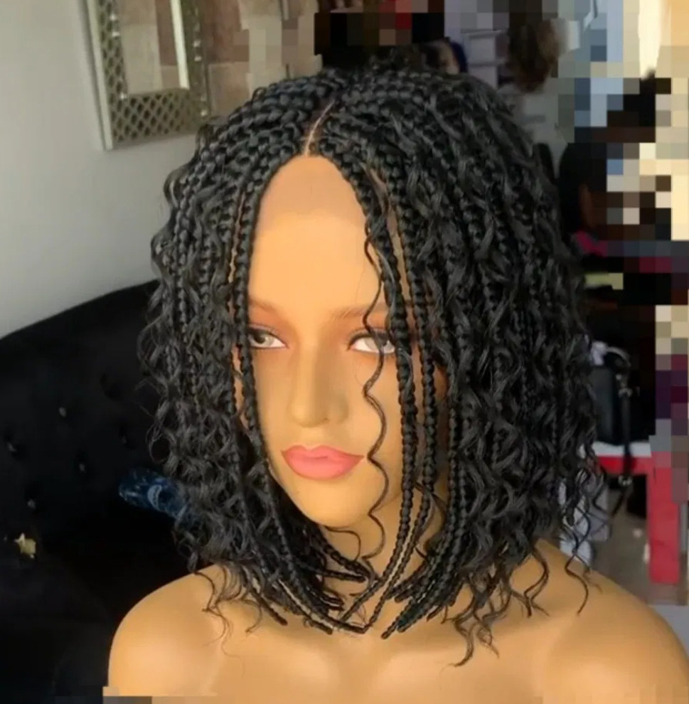 Bob Braided Wigs Synthetic machine made Braid 13x4 Lace Front Short Braided Wigs 14 16 18 20 inches