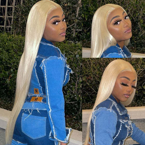 613 Blonde Lace Front Human Hair Wigs 28 30 32 Inch Remy Straight Brazilian 13x4 Lace Frontal Wigs with Baby Hair for Women