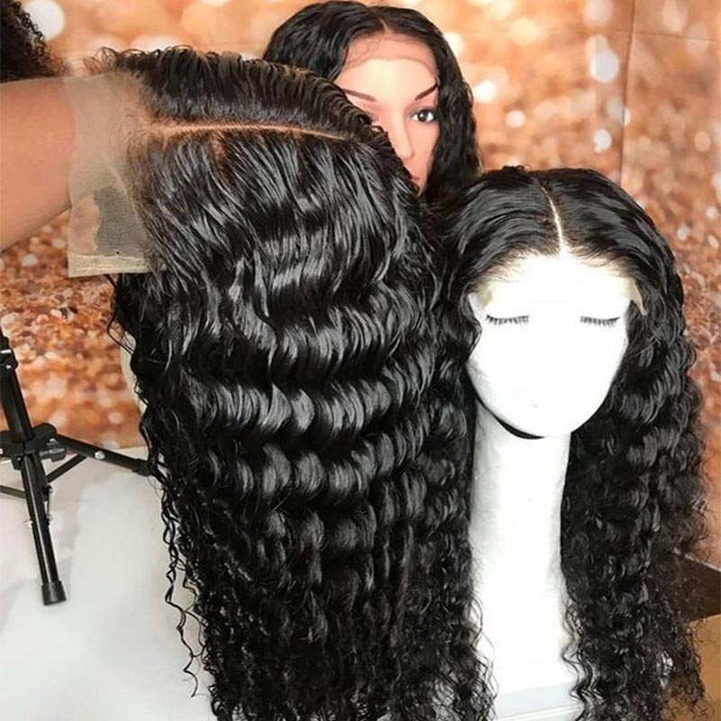 Deep Wave Laced Front 100 Virgin Raw 100% Peruvian Human Hair Wig Vendor 13x4 13x6 360 Full HD Lace Frontal Wig For Black Women