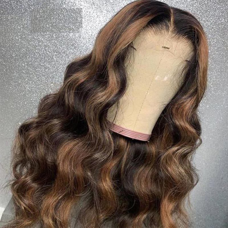 Curly Highlight Wigs for Black Women, Piano Color Highlight  Lace Front Wig Pre Plucked With Baby Hair , Hd Human Hair Wigs