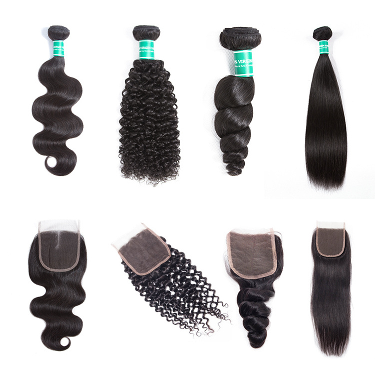 Raw Indian hair bundles with hd closure 10a grade kinky curly loose deep body straight virgin hair bundles and closure set