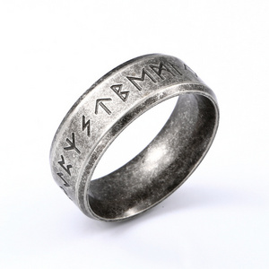 Steel Soldier Stainless Steel Odin Norse Viking Amulet Rune MEN Ring fashion Words Retro Jewelry