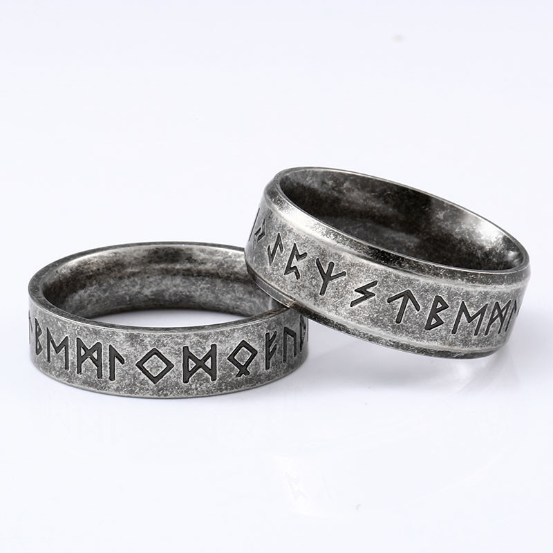 Steel Soldier Stainless Steel Odin Norse Viking Amulet Rune MEN Ring fashion Words Retro Jewelry