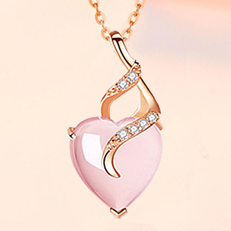 Natural Rose Quartz Crystal Stone Pendant Necklace For Women Stainless Steel Gemstone Fashion Jewelry