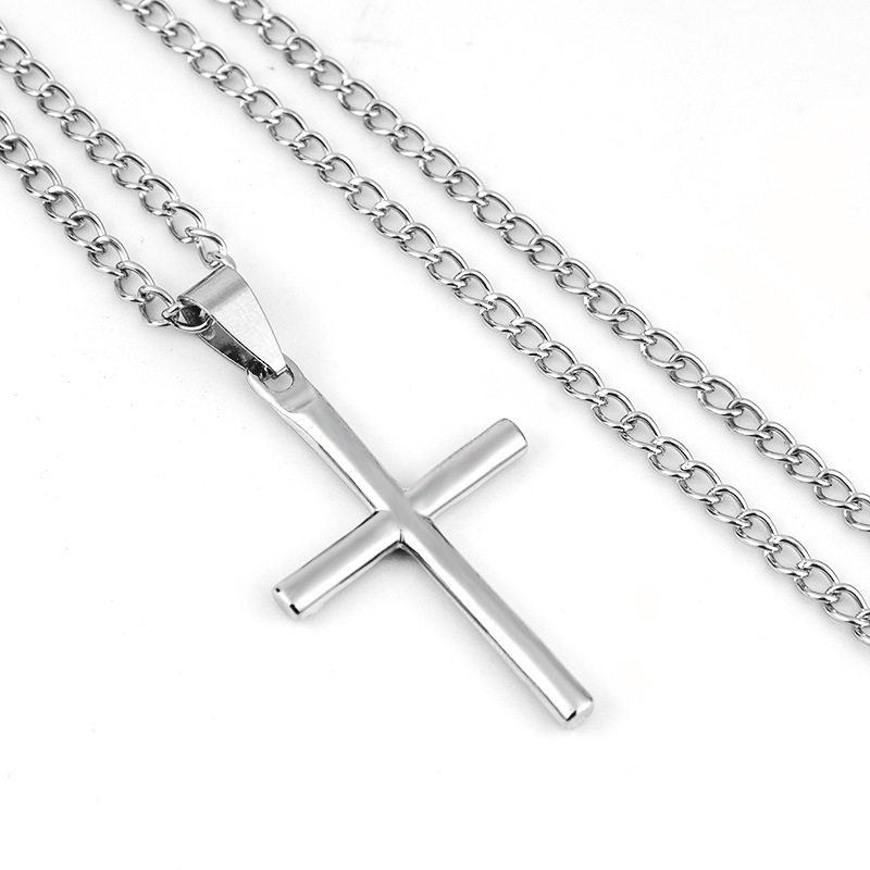 Crucifix Jewelry Couple Necklace Hypoallergenic Stainless Steel Cross Necklace Amulet Talisman Jewelry