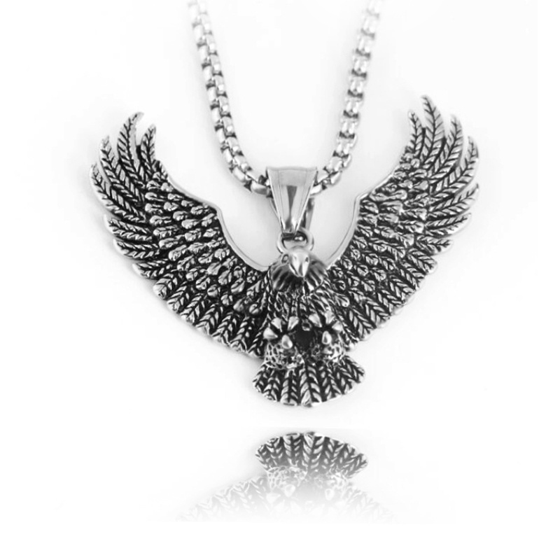 Hip Hop Retro Titanium Stainless Steel Necklace Wings Eagle Pendant Men's Domineering High Quality Jewelry