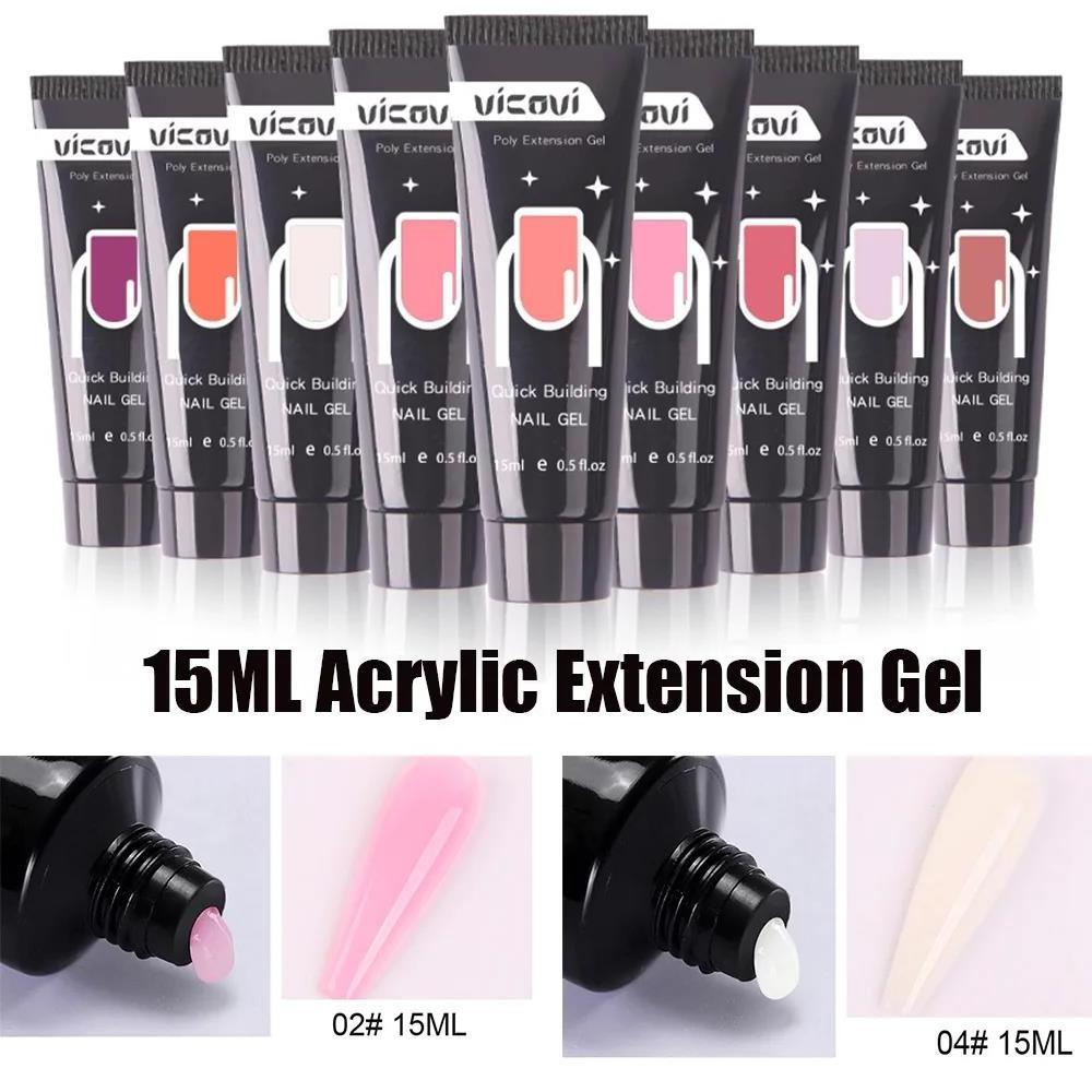 Pure Color Poly Nail Polish Gel Acrylic Extension Semi Permanent Crystal Jelly Art Design Crystal Extension Glue 15ML Model Glue