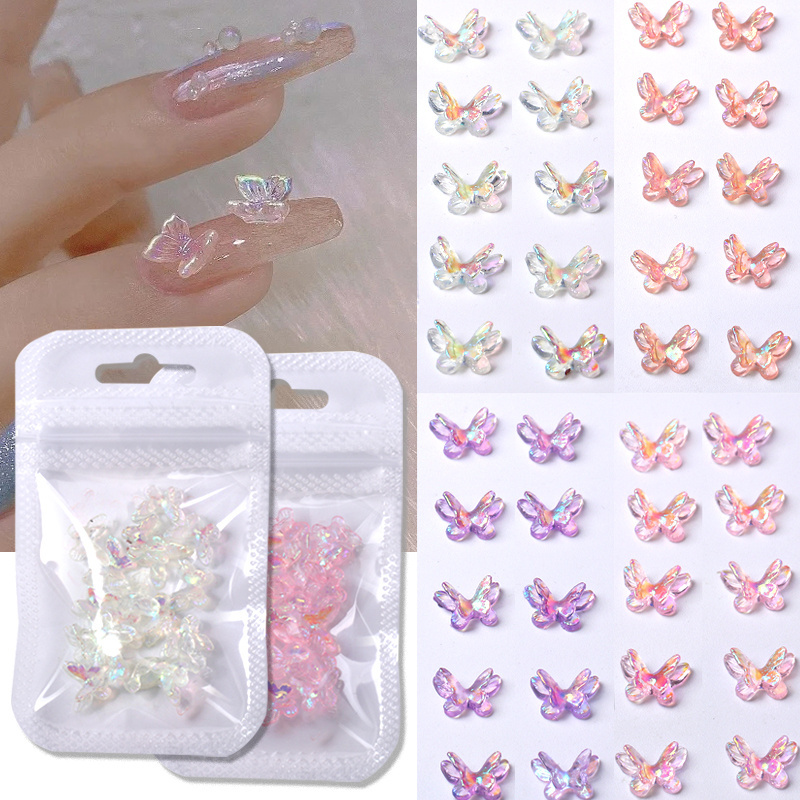 Auroras Butterfly 3D Nail Art Decoration Jewelry Hollow Heart Pearl Mixed Size Irregular Nail Beads Manicure Accessories