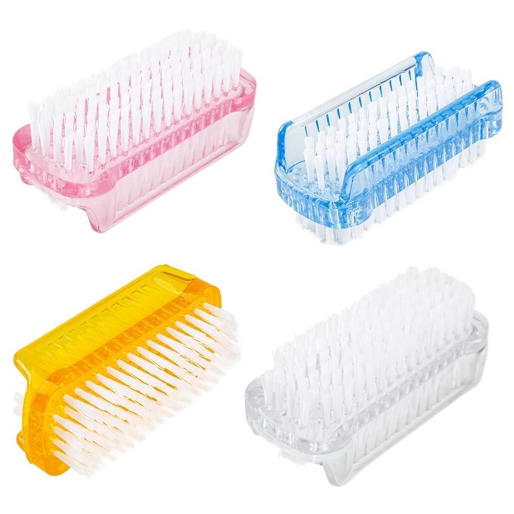 10PCS Plastic Nail Dust Powder Cleaning Brush Double Sided Hand Fingernail Toes Scrubbing Brush Cleaner Pedicure Scrub