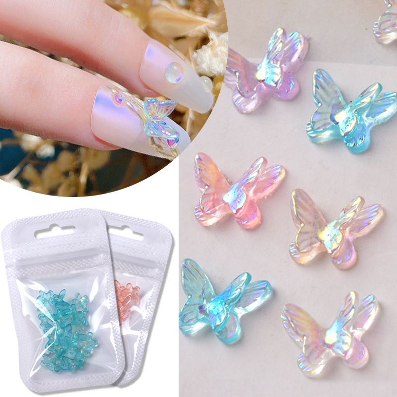 Auroras Butterfly 3D Nail Art Decoration Jewelry Hollow Heart Pearl Mixed Size Irregular Nail Beads Manicure Accessories