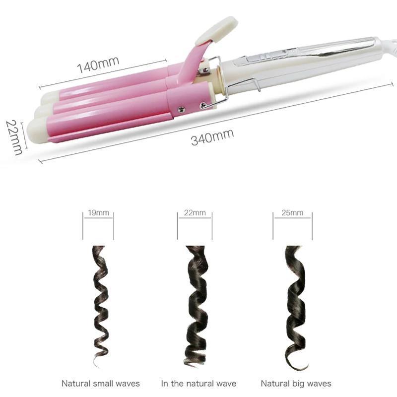 110-240V Electric Hair Curling Iron Wand Machine Magic Pink Gold Ceramic Spiral Roller Beads 19 22 25 Automatic Hair Hotel