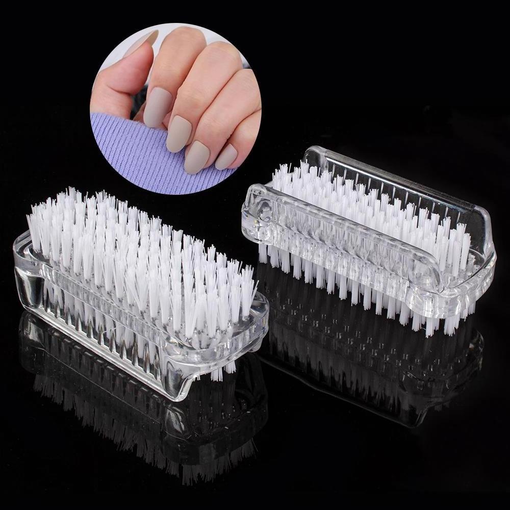 10PCS Plastic Nail Dust Powder Cleaning Brush Double Sided Hand Fingernail Toes Scrubbing Brush Cleaner Pedicure Scrub