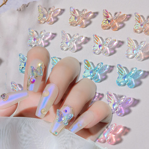 Auroras Butterfly 3D Nail Art Decoration Jewelry Hollow Heart Pearl Mixed Size Irregular Nail Beads Manicure Accessories