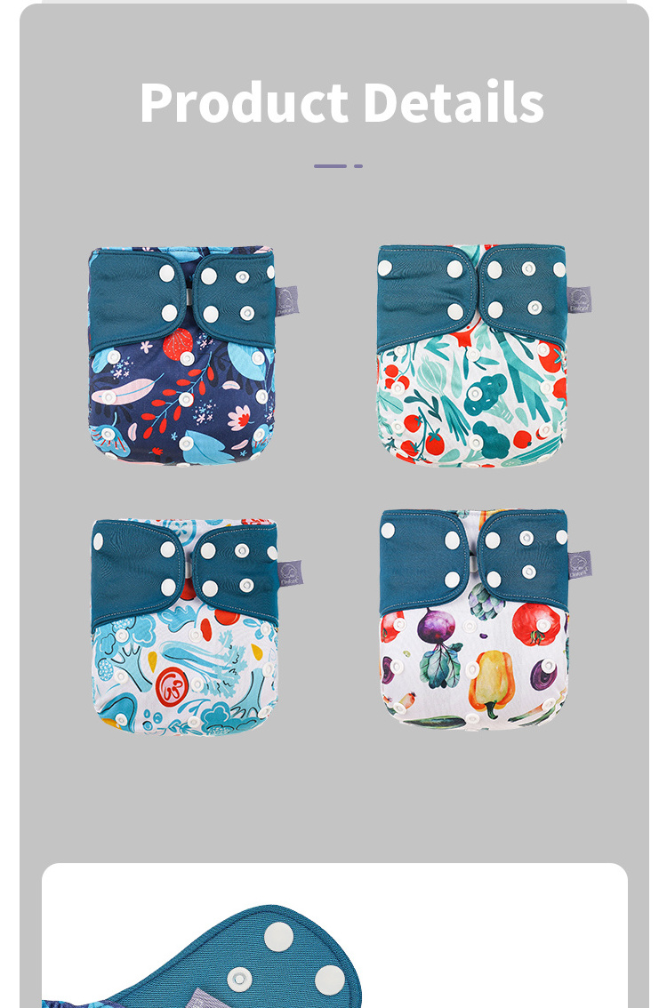 4pcs one set custom pattern baby diaper reusable  waterproof outer material cloth diaper  baby reusable diapers