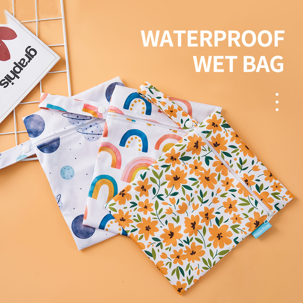 Cute printed 18*25 cm storage bag Reusable  baby Diaper Bag  waterproof  mini wet bag for swimsuits