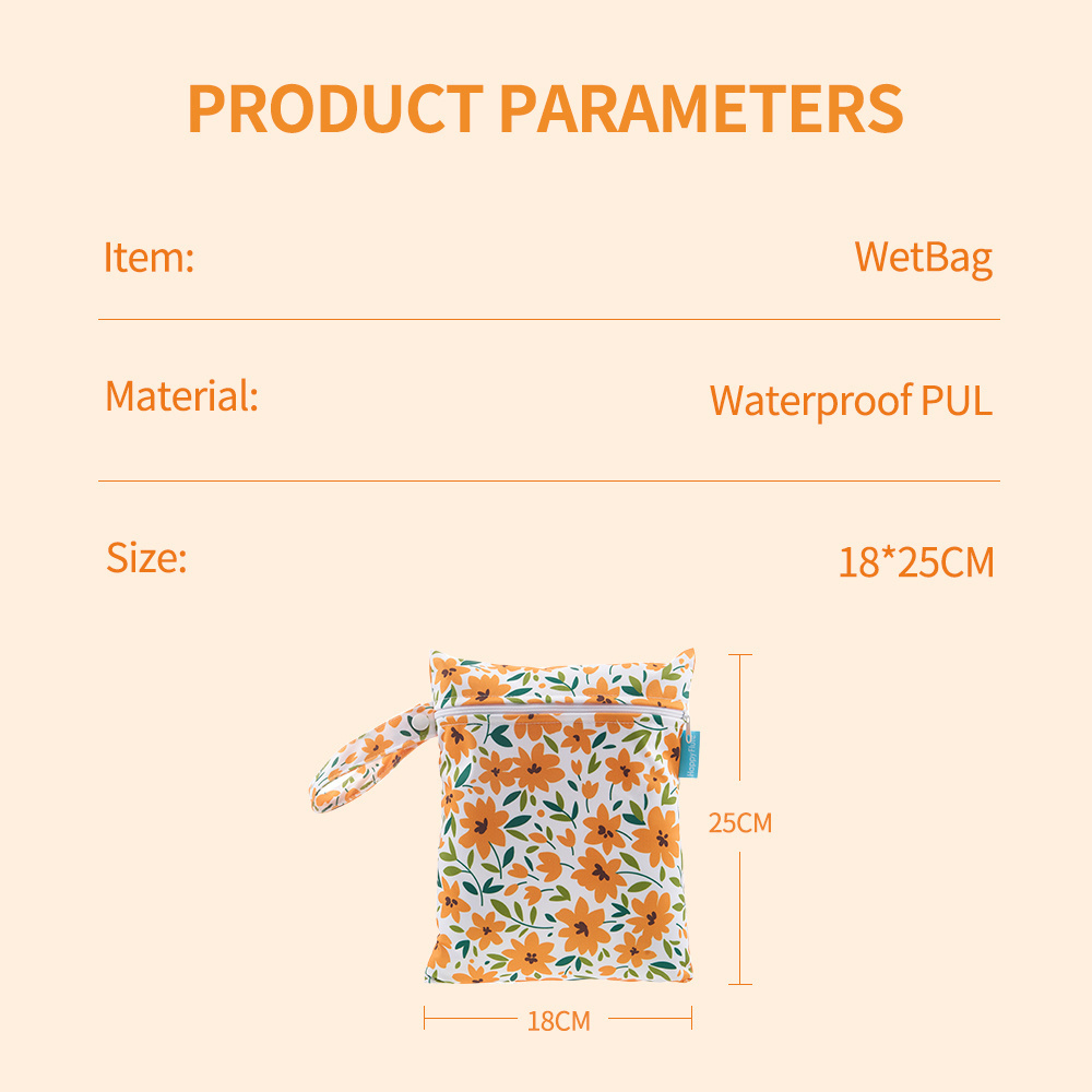 Cute printed 18*25 cm storage bag Reusable  baby Diaper Bag  waterproof  mini wet bag for swimsuits