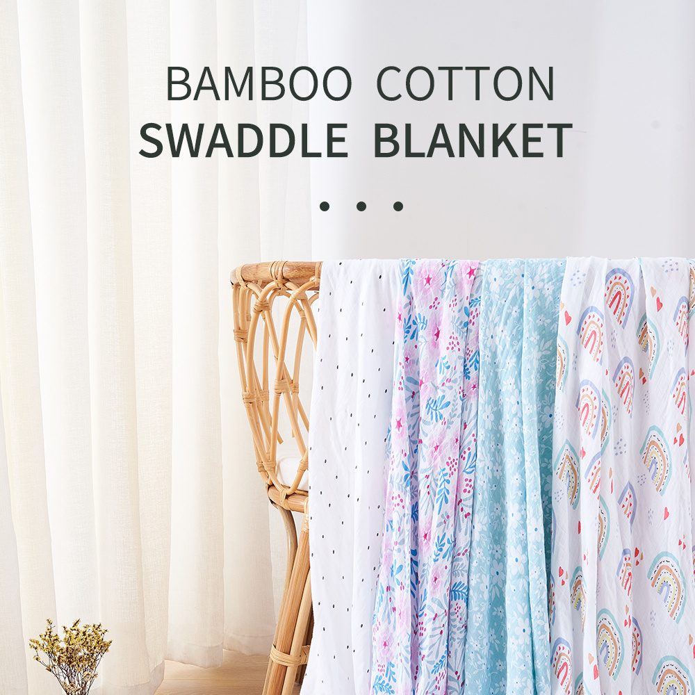 Elinfant bamboo cotton swaddle receiving blanket bamboo cotton breathable baby bath towel wrap muslin swaddle blanket