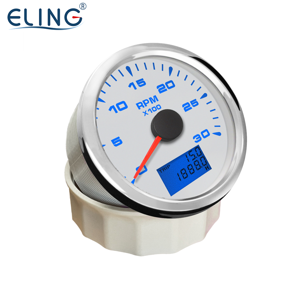 ELING 85MM Tachometer 3000 4000 6000 8000RPM Gauge Engine REV Counter with 8 Colors Backlight Waterproof for Car Tractors Ships