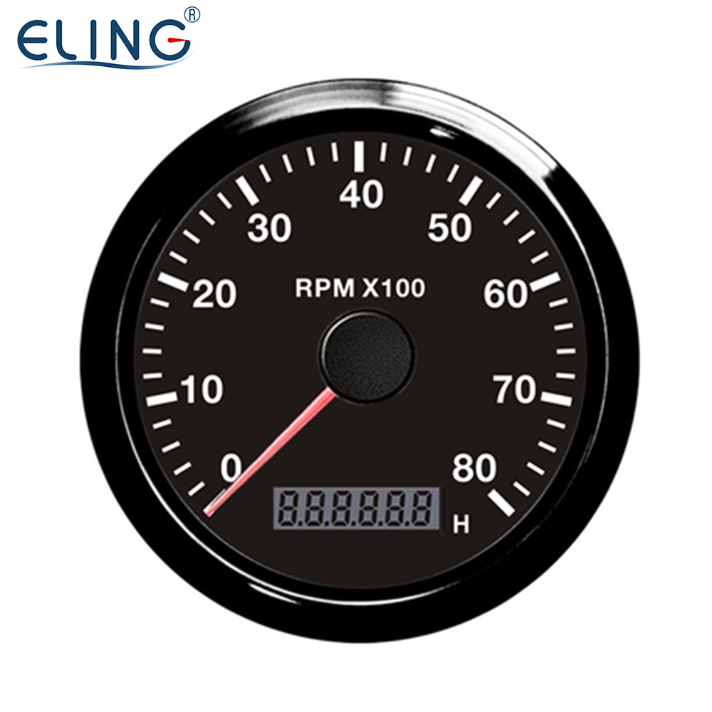 ELING Waterproof 85mm (3 3/8'') RPM Meter Tachometer with LCD Hour Meter for Tractor Auto Yacht Motorcycle RV 12Volt 24Volt