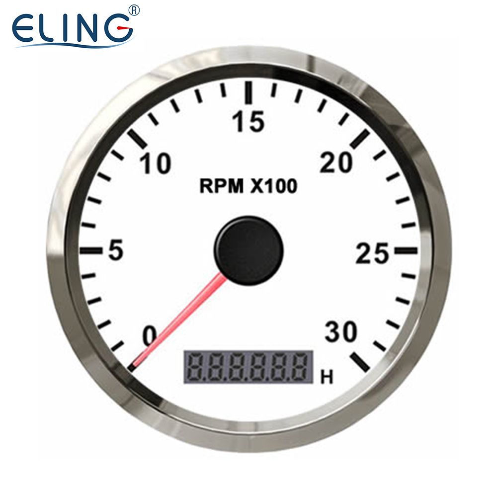 ELING Waterproof 85mm (3 3/8'') RPM Meter Tachometer with LCD Hour Meter for Tractor Auto Yacht Motorcycle RV 12Volt 24Volt