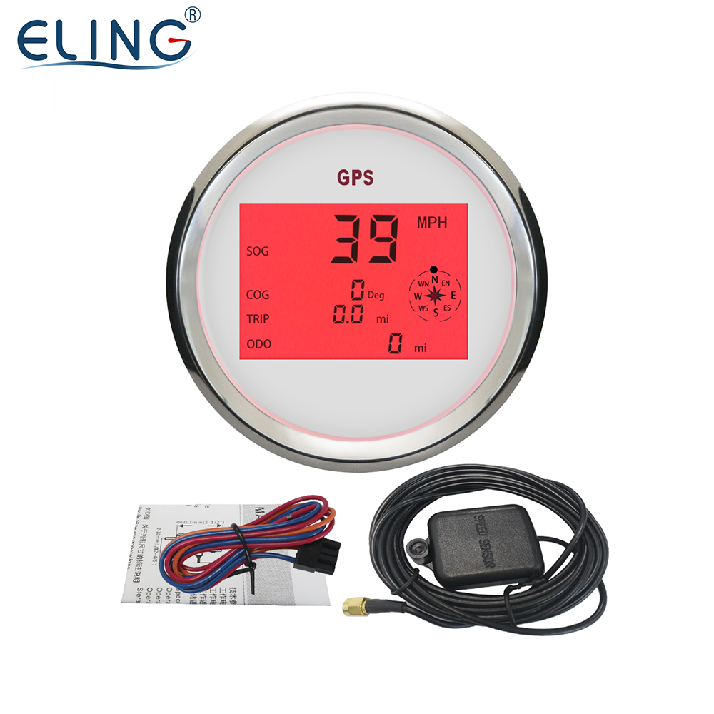 ELING 85mm Digital GPS Speedometer 999 KMH MPH KNOTS Odometer Universal Speed Gauge 12 V 24 Volts for Car Boats Tractors