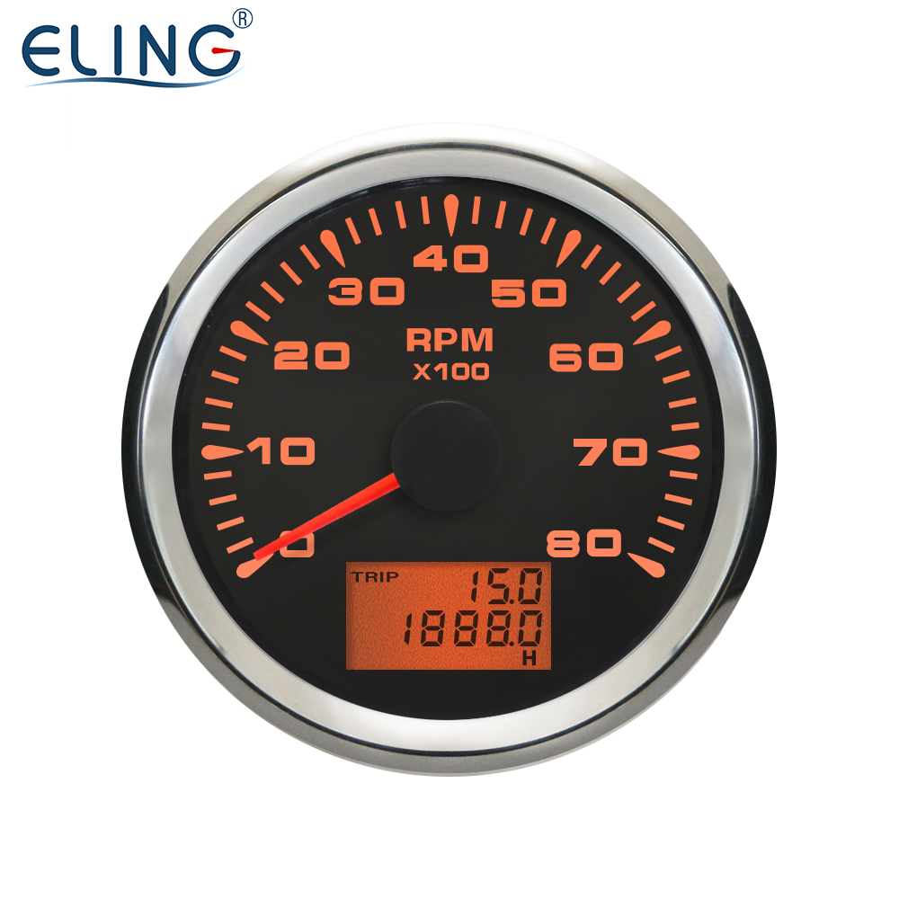 ELING 85MM Tachometer 3000 4000 6000 8000RPM Gauge Engine REV Counter with 8 Colors Backlight Waterproof for Car Tractors Ships