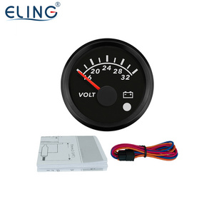 ELING 52mm Voltmeter 12V 24 Volts Indicator Voltage Gauge Meter with 8 Colors Backlight with Alarm Light for Car Trucks Yachts