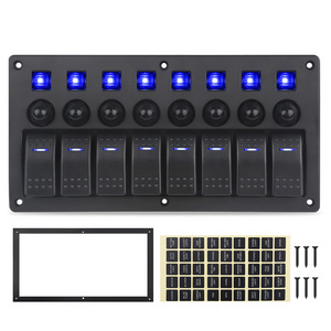 8 Gang LED Boat Rocker Switch Panel 12V 24V Waterproof On-Off  Boat Marine Car With Breakers