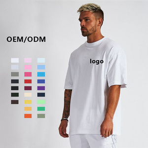 Custom Logo 180 gsm 100% Cotton Blank Thick Drop Shoulder Short Sleeve Tshirt Male Streetwear Heavyweight Oversized Men T-Shirt