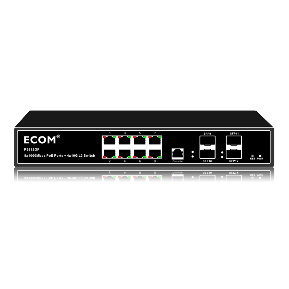 ECOM S5912GF-FX 12x10/100/1000/10000Mbps-Fx  10G SFP+ L3 Managed Ethernet Switch 12 ports Network Switch LAN Hub Switch